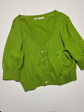 OLD NAVY LITTLE LIME GREEN Y2K COTTON CARDIGAN
